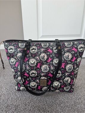 Dooney & Bourke Black Tote with Pink and Cream Graphic Print